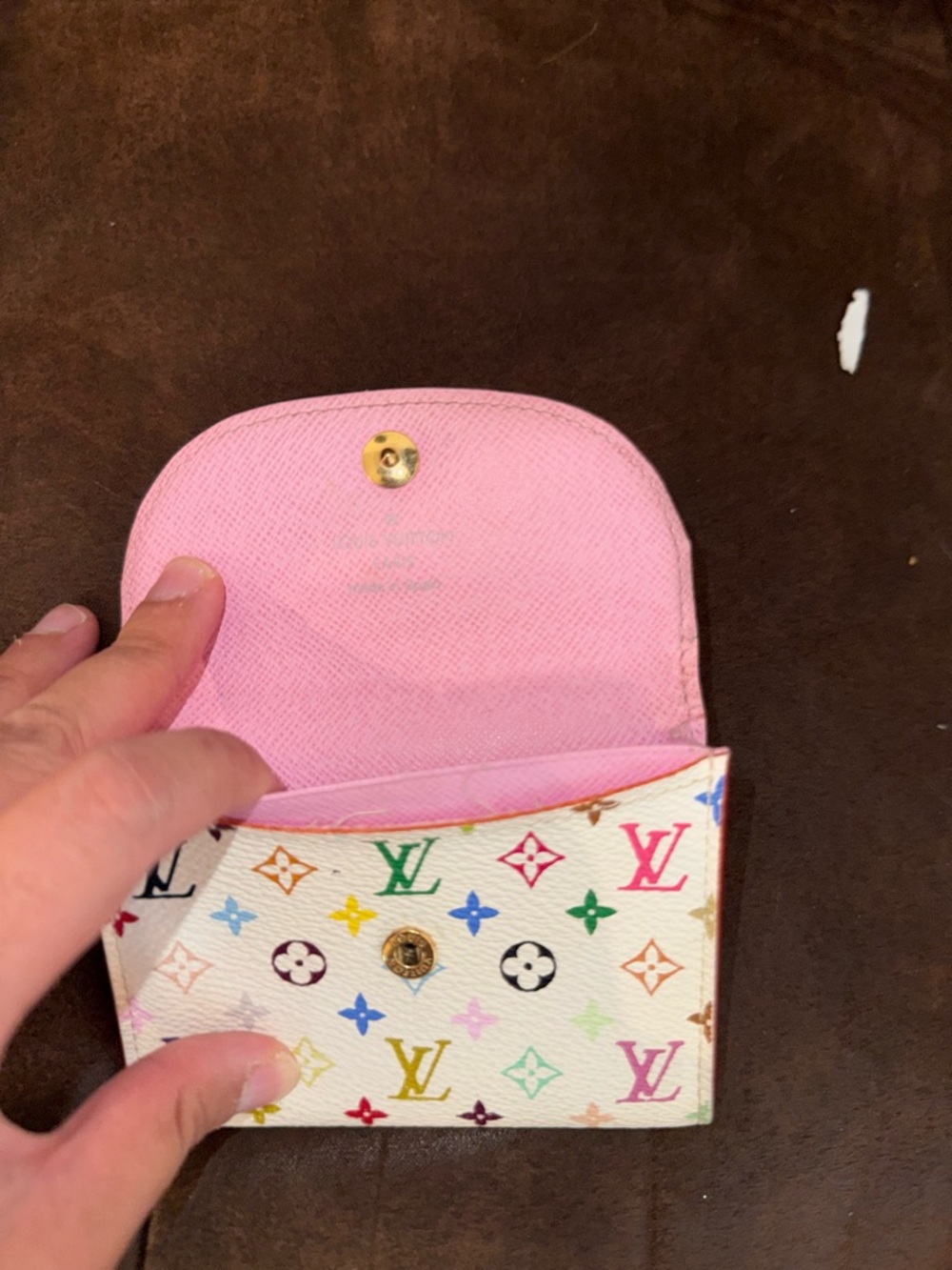 Louis Vuitton Rosalie Coin Purse White Multicolor Monogram Compact Wallet - Picture 3 of 4